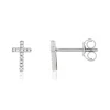 Boucles d'oreilles or blanc 375, motif croix, diamants.