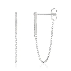 Boucles d'oreilles or blanc 375  pendants diamants