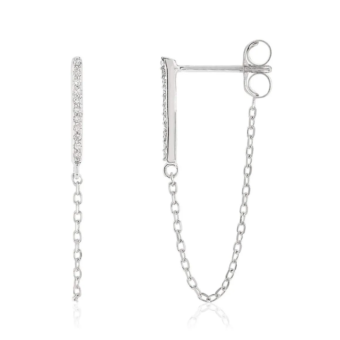 Boucles d'oreilles or blanc 375 pendants diamants