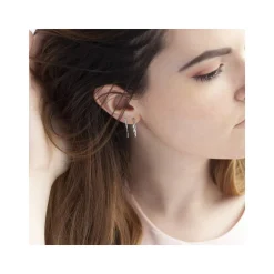 Boucles d'oreilles or blanc 375 pendants diamants