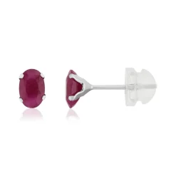 Boucles d'oreilles or 375 blanc rubis 1.2 carat