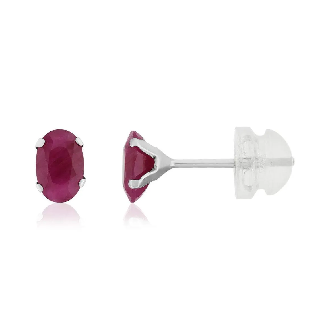 Boucles d'oreilles or 375 blanc rubis 1.2 carat