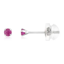 Boucles d'oreilles or 375 blanc rubis 0.18 carat
