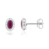 Boucles d'oreilles or blanc 750 rubis diamants