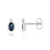 Boucles d'oreilles or blanc 375 saphirs diamants