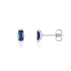 Boucles d'oreilles or 750 blanc saphirs ovales
