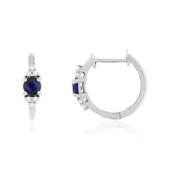 Boucles d'oreilles or blanc 375 saphirs diamants