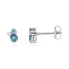Boucles d'oreilles or 375 blanc topazes bleues traitées