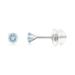 Boucles d'oreilles or 375 blanc topazes bleues traitées 0.29 carat