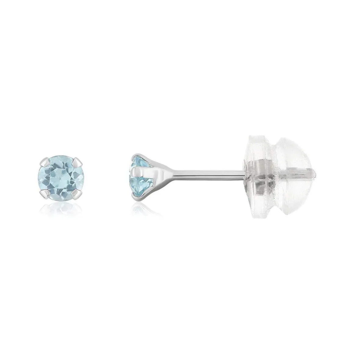 Boucles d'oreilles or 375 blanc topazes bleues traitées 0.29 carat