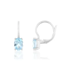 Boucles d'oreilles or blanc 375 topazes bleues traitées