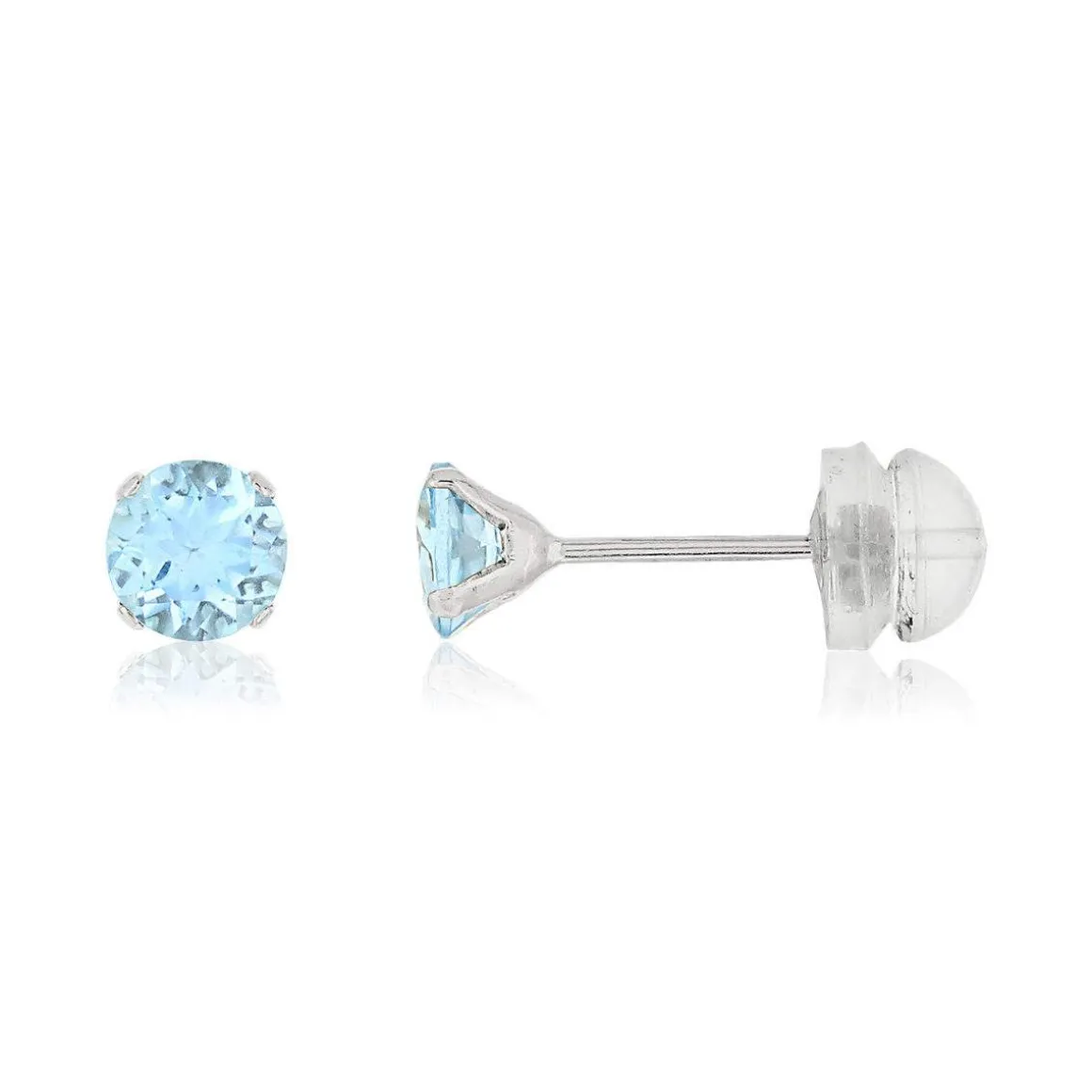 Boucles d'oreilles or blanc 375 topazes bleues traitées