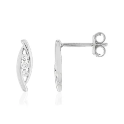 Boucles d'oreilles or blanc 750 Trilogy, diamants.
