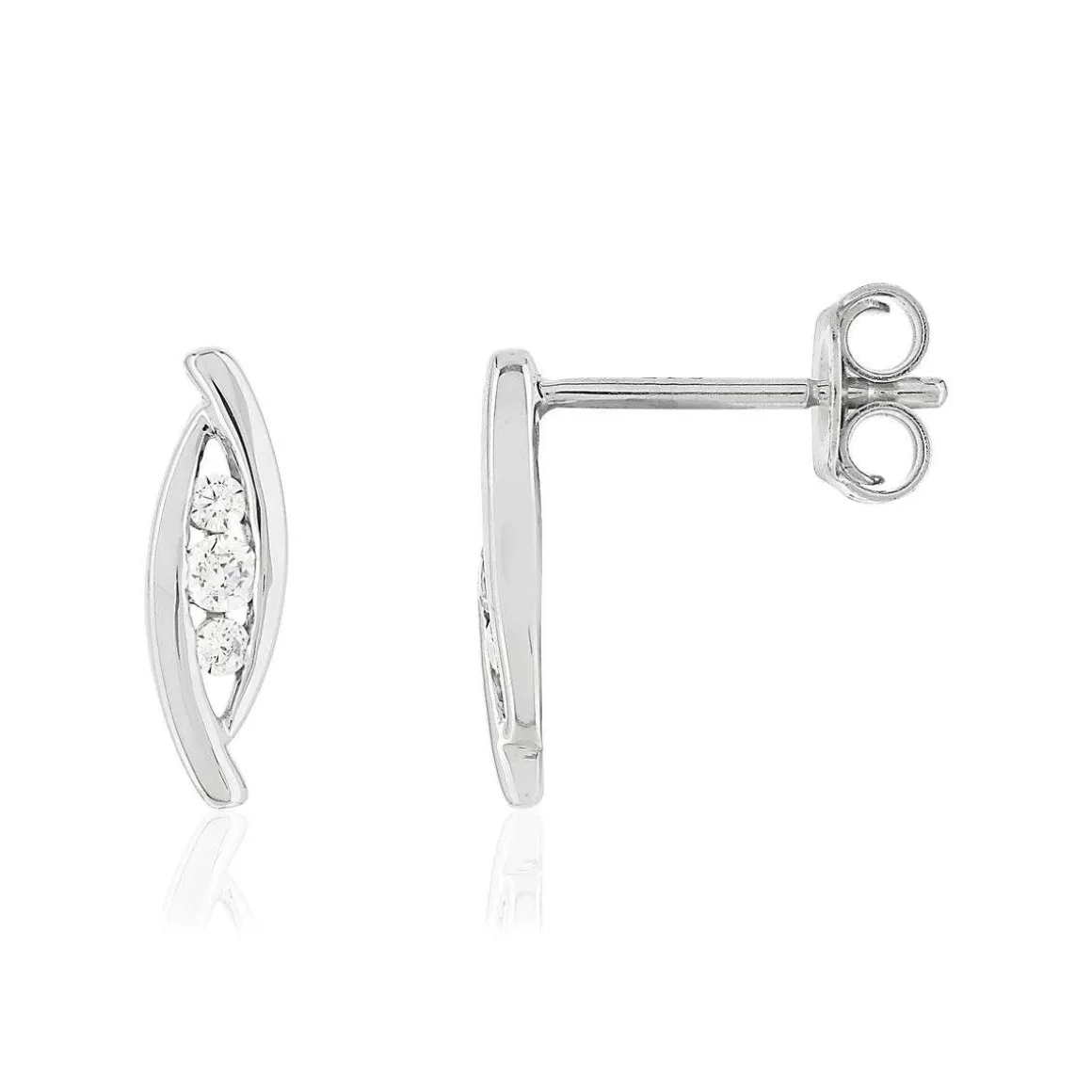 Boucles d'oreilles or blanc 750 Trilogy, diamants.