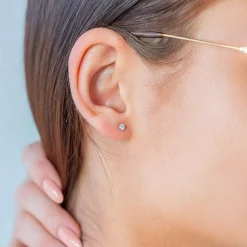 Boucles d'oreilles or 375 blanc zirconias blancs