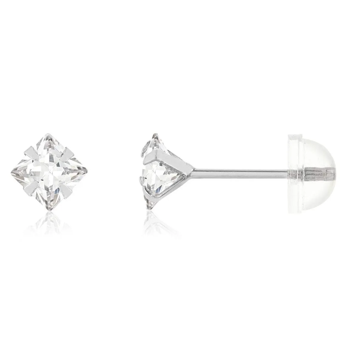 Boucles d'oreilles or 375 blanc zirconias blancs