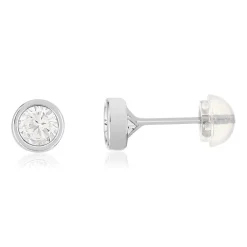Boucles d'oreilles or 375 blanc zirconias blancs