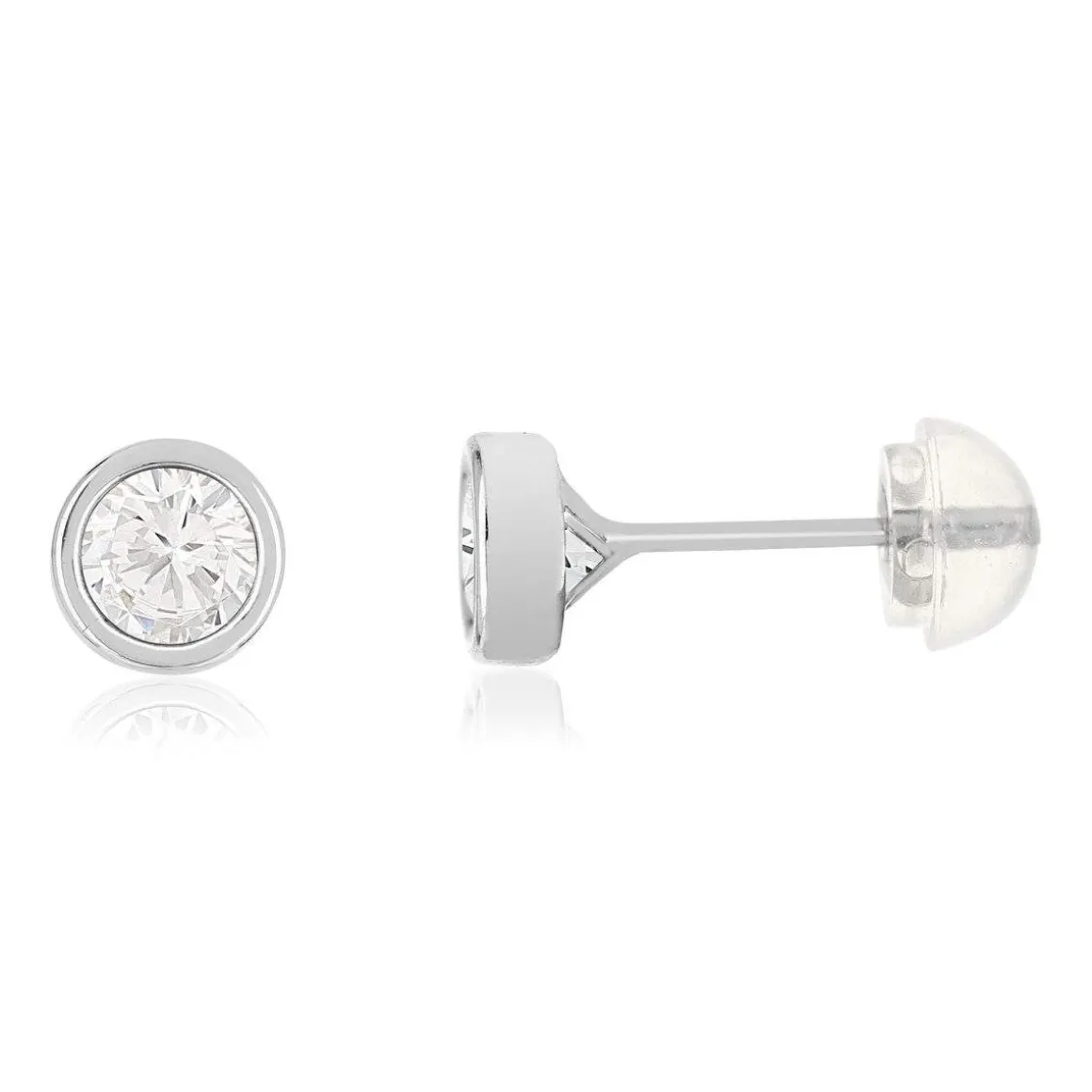 Boucles d'oreilles or 375 blanc zirconias blancs