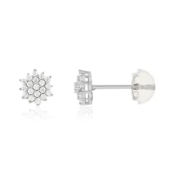 Boucles d'oreilles or 375 blanc zirconias blancs