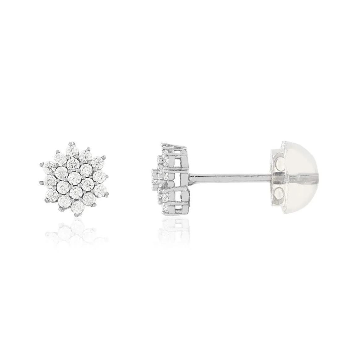 Boucles d'oreilles or 375 blanc zirconias blancs