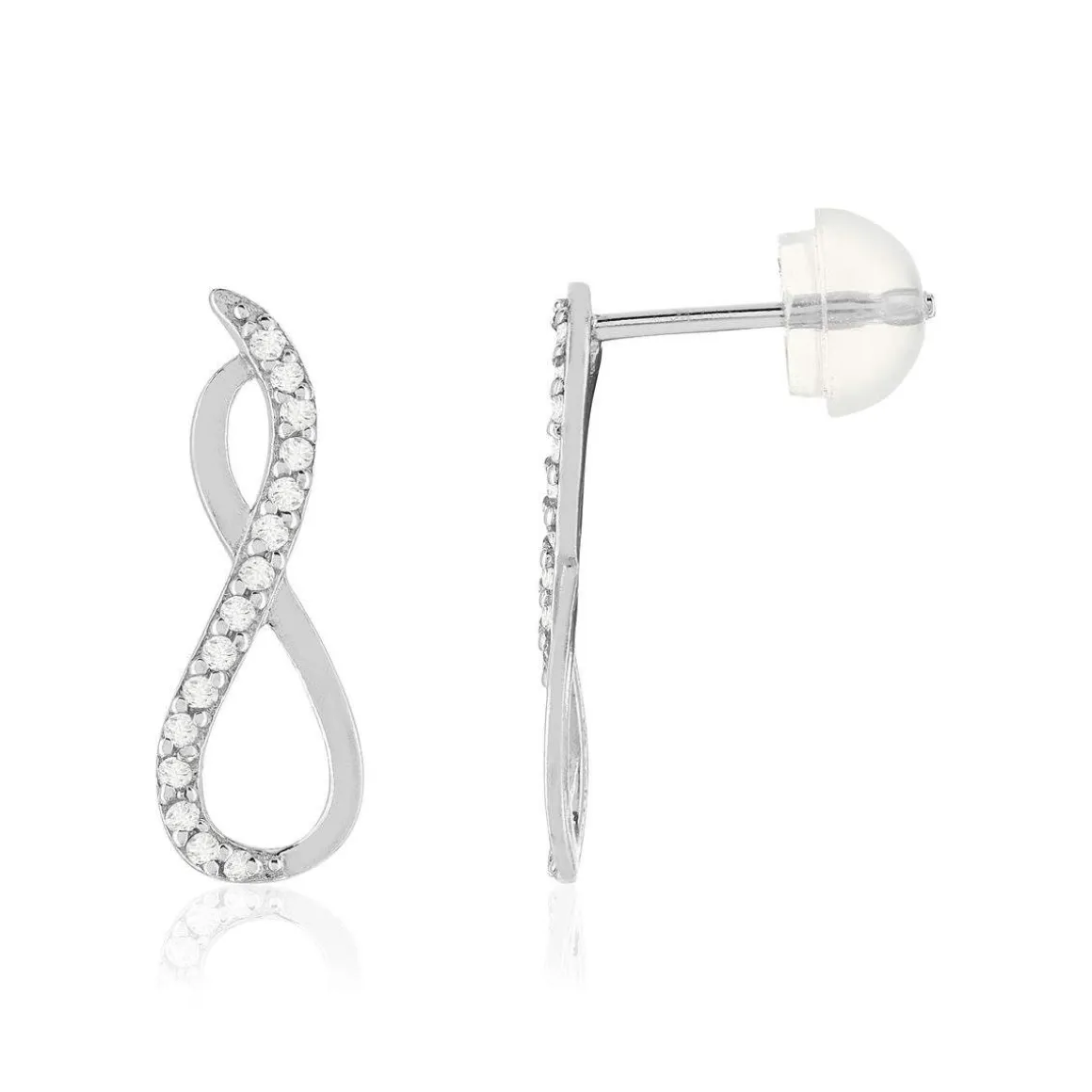 Boucles d'oreilles or 375 blanc zirconias blancs