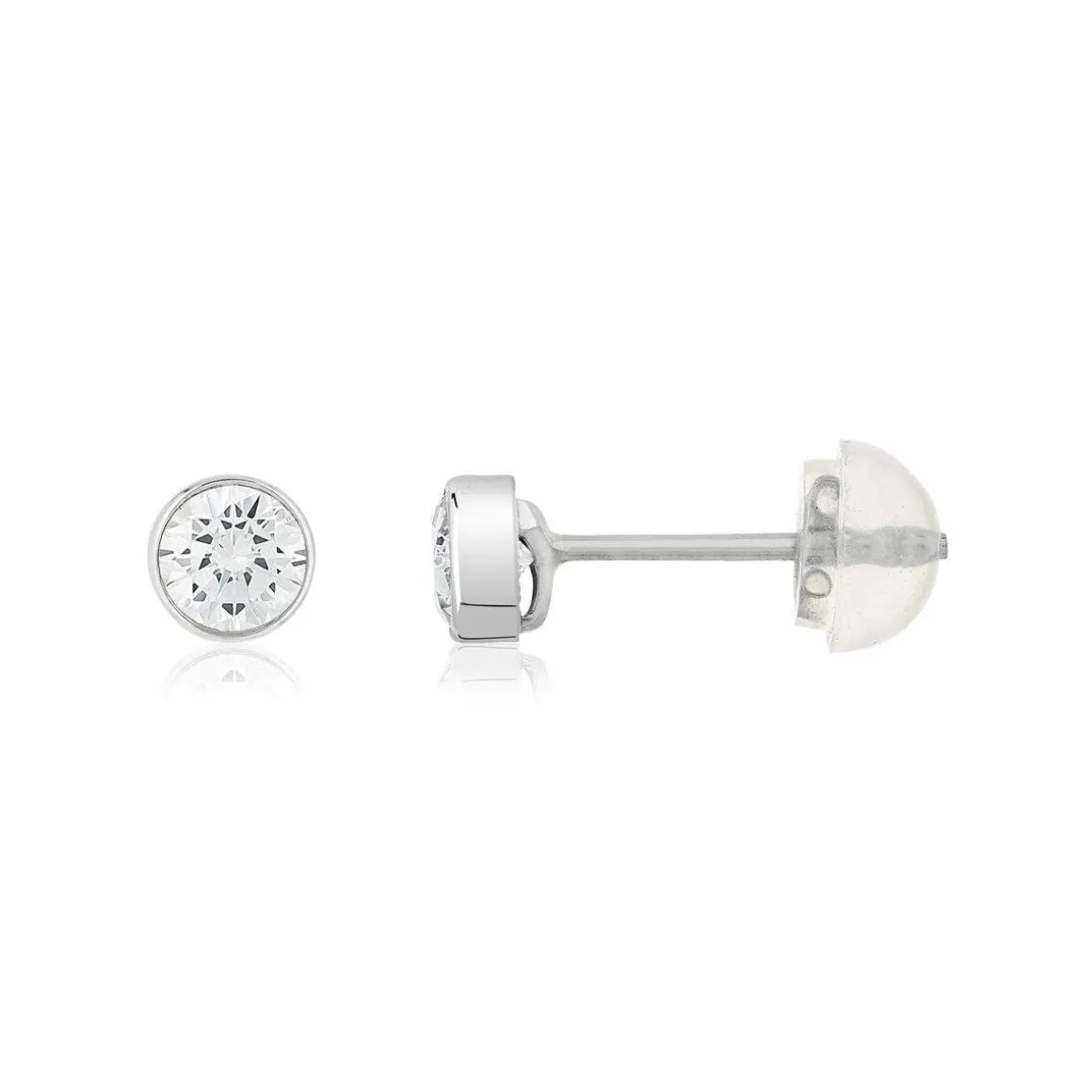 Boucles d'oreilles or 375 blanc zirconias blancs