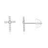 Boucles d'oreilles or 375 blanc zirconias blancs croix