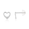 Boucles d'oreilles or 375 blanc zirconias blancs coeur