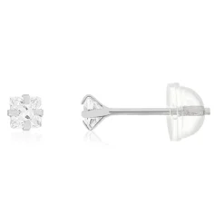 Boucles d'oreilles or 375 blanc zirconias blancs