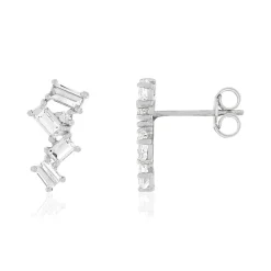 Boucles d'oreilles or blanc 375, zirconias