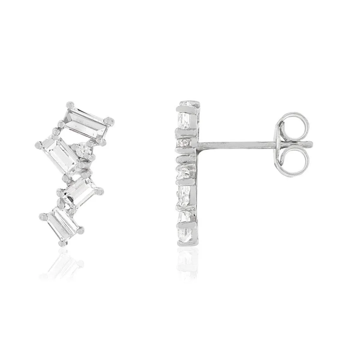 Boucles d'oreilles or blanc 375, zirconias