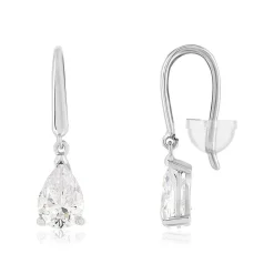 Boucles d'oreilles or 375 blanc zirconia blanc