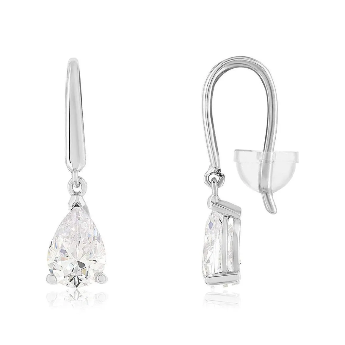 Boucles d'oreilles or 375 blanc zirconia blanc