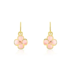 Boucles d'oreilles or 375 et laque brisures fleurs
