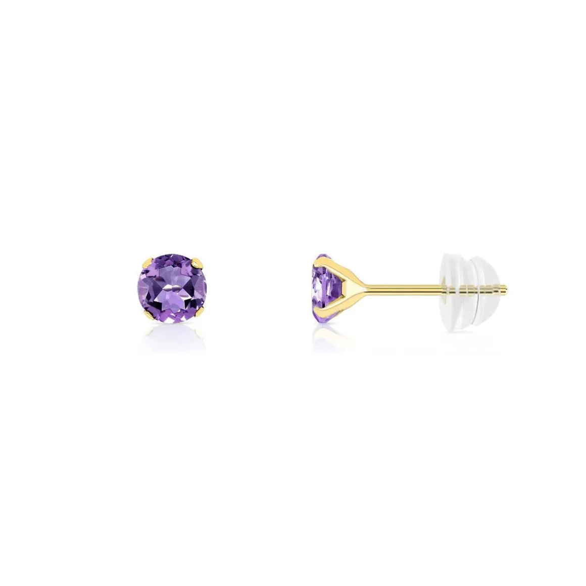 Boucles d'oreilles or 375 jaune améthystes
