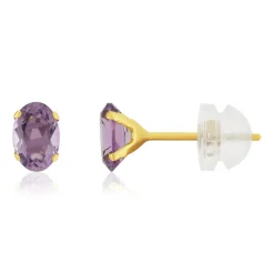 Boucles d'oreilles or 375 jaune améthystes 0.84 carat