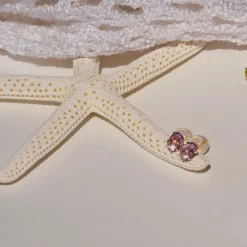 Boucles d'oreilles or 375 jaune améthystes 0.84 carat