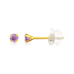 Boucles d'oreilles or 375 jaune améthystes 0.24 carat