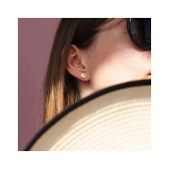 Boucles d'oreilles or 375 jaune arbres de vie nacre