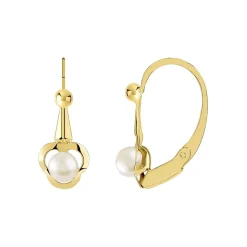 Boucles d'oreilles or 375 jaune brisures perles de culture Chine
