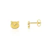 Boucles d'oreilles or 375 jaune chats zirconias