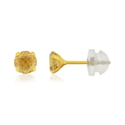 Boucles d'oreilles or 375 jaune citrines 0,84 carat