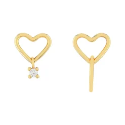 Boucles d'oreilles or 375 jaune coeurs zirconia