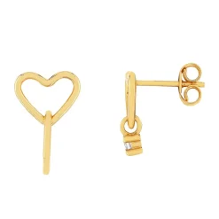 Boucles d'oreilles or 375 jaune coeurs zirconia