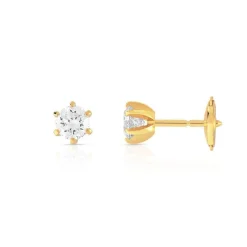 Boucles d'oreilles or 750 jaune diamant
