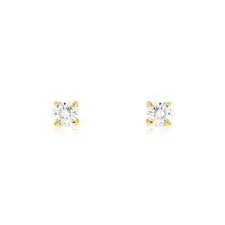 Boucles d'oreilles or 750 jaune diamant synthétique 0.2 carat