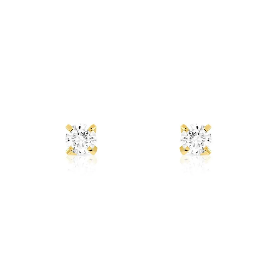Boucles d'oreilles or 750 jaune diamant synthétique 0.2 carat