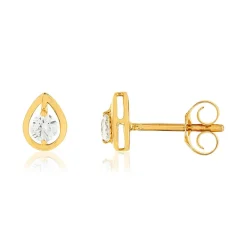 Boucles d'oreilles or jaune 750 diamants syntétiques