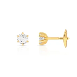 Boucles d'oreilles or 750 jaune diamant