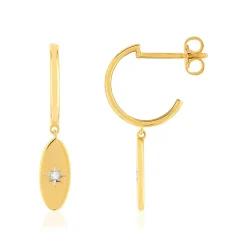 Boucles d'oreilles or jaune 375 diamants